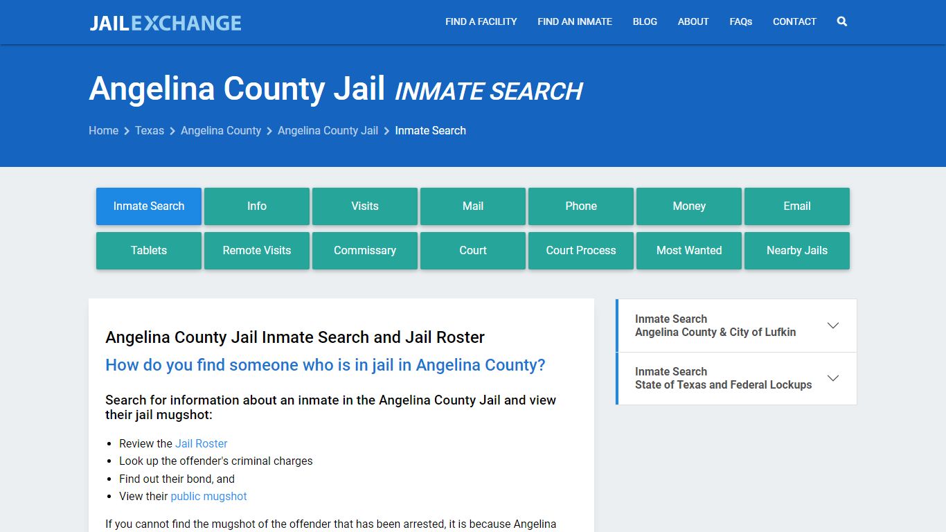 Angelina County Jail Inmate Search - Jail Exchange